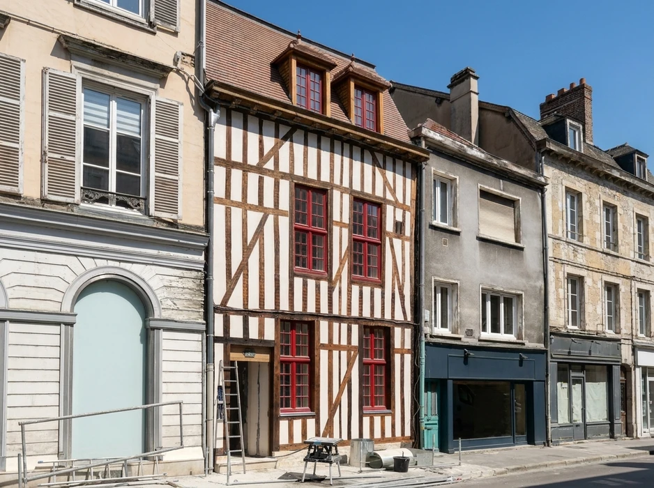 Façade imposante d'un bâtiment institutionnel français avec escalier monumental en pierre menant à un portique à colonnes doriques